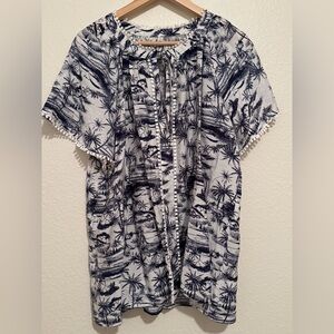 Torrid Belle-Isle Women Palm Print Blouse Size 1 = 1X
